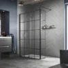 Hudson Reed Black Frame Wetroom Screen With Support Arm -Bathroom Products Store wrsf070 d1