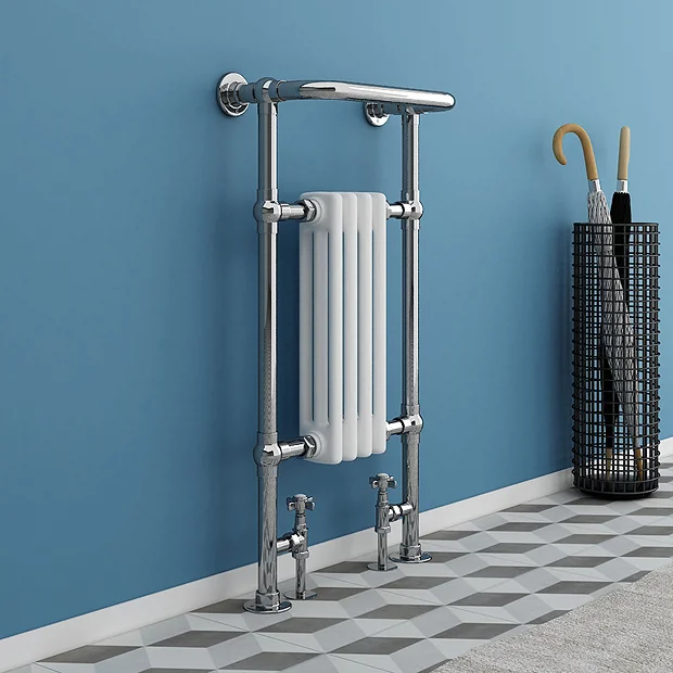 Traditional Mayfair Heated Towel Rail With Pair Of Angled Crosshead Radiator Valves 5 Traditional Mayfair Heated Towel Rail With Pair Of Angled Crosshead Radiator Valves - Image 3