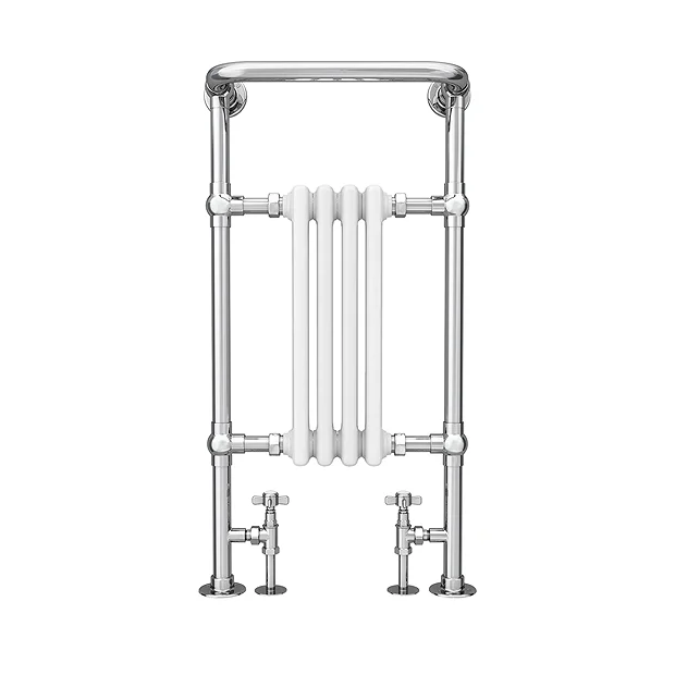 Traditional Mayfair Heated Towel Rail With Pair Of Angled Crosshead Radiator Valves 3 Traditional Mayfair Heated Towel Rail With Pair Of Angled Crosshead Radiator Valves